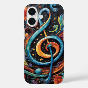 Muziek sleutel in meerkleurenhoes iPhone 16 hoesje