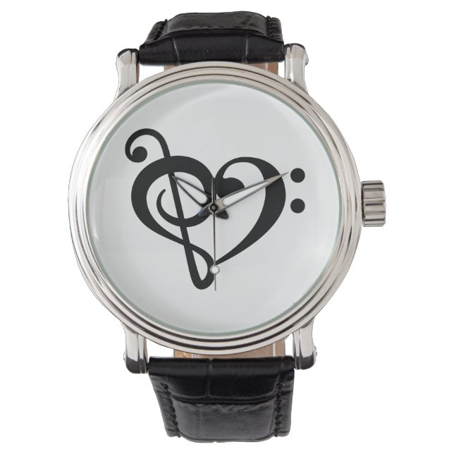 Muziek Sleutel Liefde Hart Horloge (Voorkant)