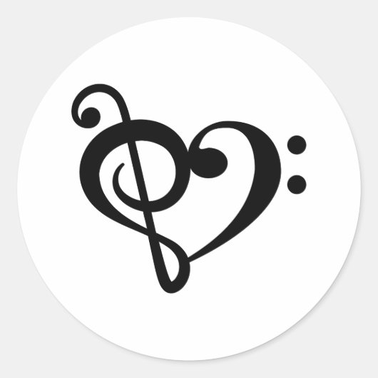 Muziek Sleutel Liefde Hart Ronde Sticker (Voorkant)