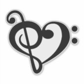 Muziek Sleutel Liefde Hart Vinyl Sticker (Voorkant)