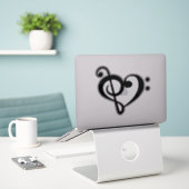 Muziek Sleutel Liefde Hart Vinyl Sticker (Laptop op bureau)