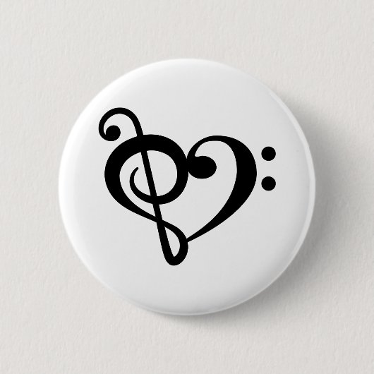 Muziek Sleutel Liefdeshart Ronde Button 5,7 Cm (Voorkant)
