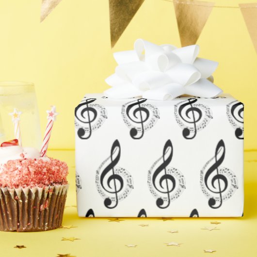 Muziek Sleutel Van De Driehoek Op Wit Cadeaupapier (Verjaardagsfeest)
