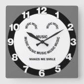 Muziek Smile Square Wandklok (Voorkant)