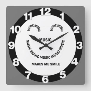Muziek Smile Square Wandklok