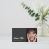 Muziek Songwriter Zwart Foto QR Code Visitekaartje (Staand voorkant)