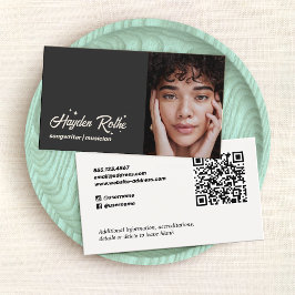 Muziek Songwriter Zwarte Foto QR Code Visitekaartje