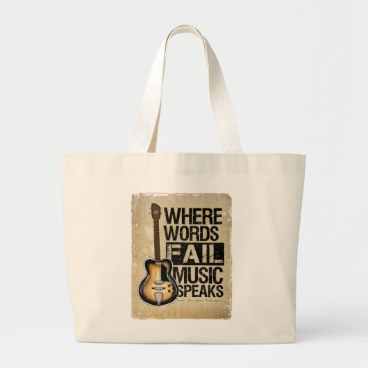 muziek spreekt grote tote bag (Voorkant)