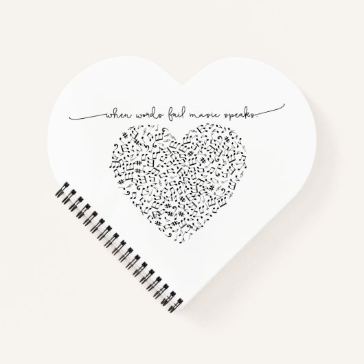 Muziek spreekt het hart (zwarte tekst) Aangepaste  Notitieboek (Voorkant)