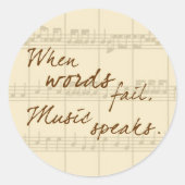 Muziek spreekt ronde sticker (Voorkant)