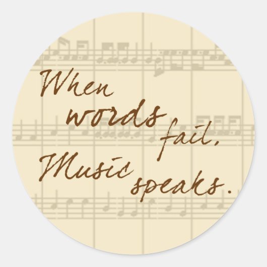 Muziek spreekt ronde sticker (Voorkant)