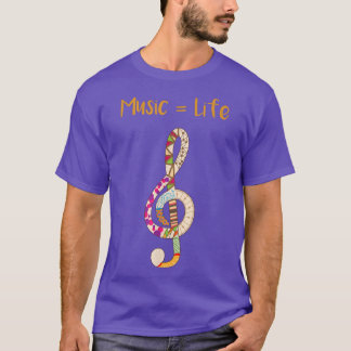 Muziek staat gelijk aan leven Treble Clef Music Lo T-shirt