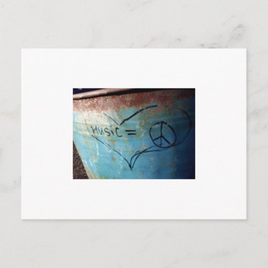 muziek staat gelijk aan vrede briefkaart (Voorkant)
