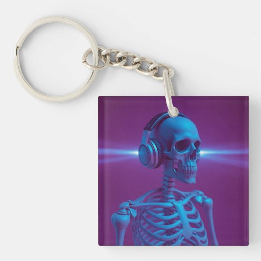 Muziek Sterft Nooit Skelet Sleutelhanger (voorkant)