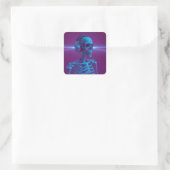 Muziek Sterft Nooit Skelet Vierkante Sticker (Tas)
