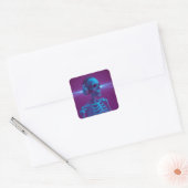 Muziek Sterft Nooit Skelet Vierkante Sticker (Envelop)