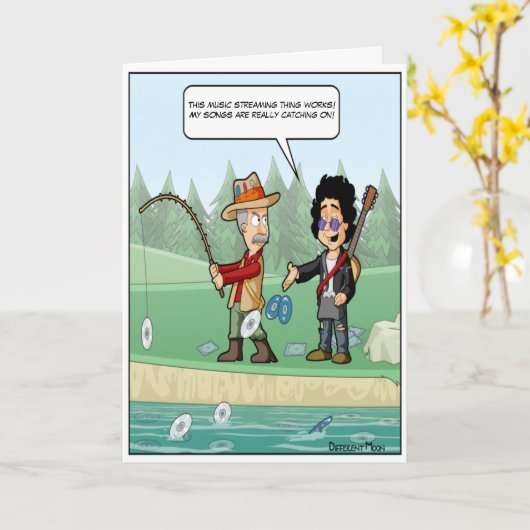 Muziek Streaming Punny Verjaardag Kaart (Gele Bloem)