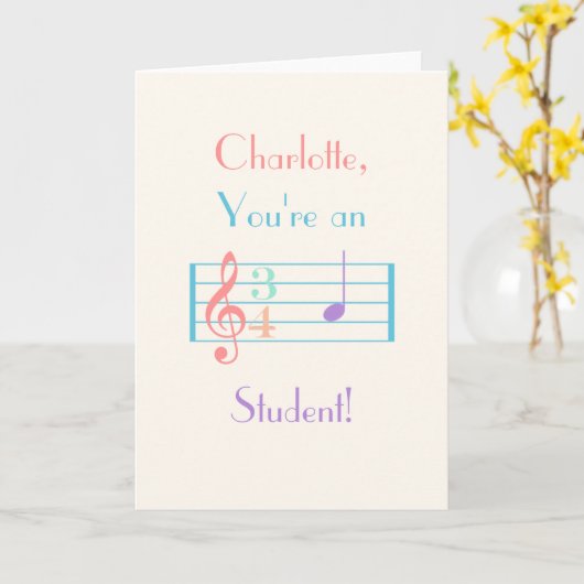 Muziek Student Gevouwen Wenskaart Kaart (Gele Bloem)