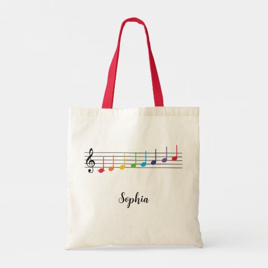 Muziek Student Rainbow Muzikale Schaal Naam Tote Bag (Achterkant)