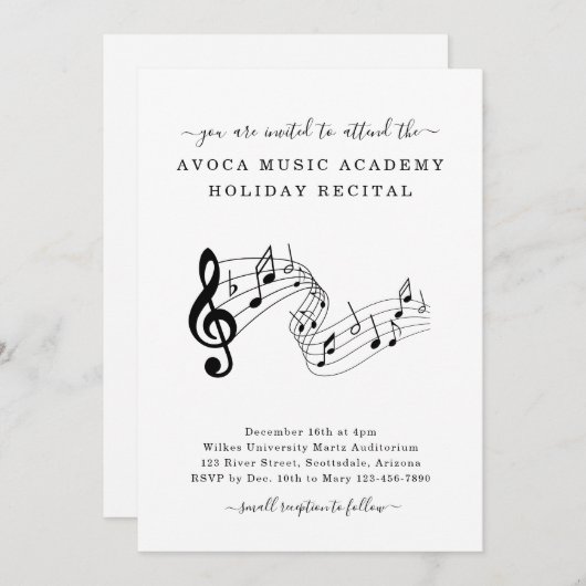 Muziek Studio Piano Violin Voice Innovation Uitnod Kaart (Voorkant / Achterkant)