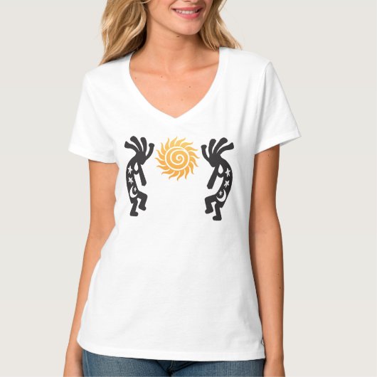 Muziek Sun Kokopelli Native American T-shirt (Voorkant)