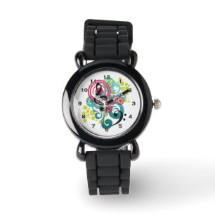 Muziek Swirl Glitter Horloge
