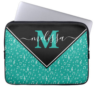 Muziek symbolen gepersonaliseerd laptop hoesje sleeve