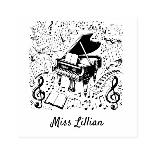 Muziek Teach Rubber Stamp voor klaslokaal en lesse Rubberstempel (Afrduk)