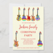 Muziek Thema Gitaar Kerstfeest uitnodiging (Voorkant)