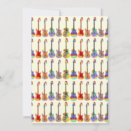 Muziek Thema Gitaar Kerstfeest uitnodiging (Achterkant)