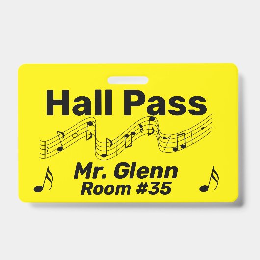 Muziek Thema Hall Pass Badge (Voorzijde)