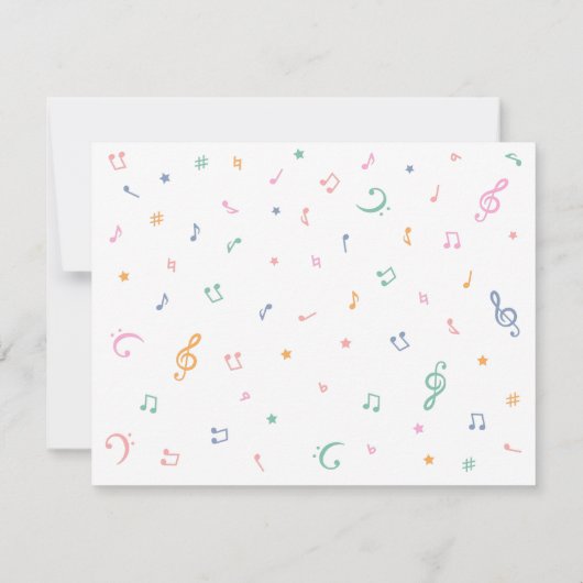 Muziek thema Kids verjaardagsfeestje uitnodigingen (Achterkant)