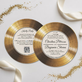 Muziek Thema  LP Vinyl Goud Elegant Huwelijk Kaart
