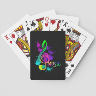 Muziek Thema Met Treble Sleutel in Regenboogkleure Pokerkaarten