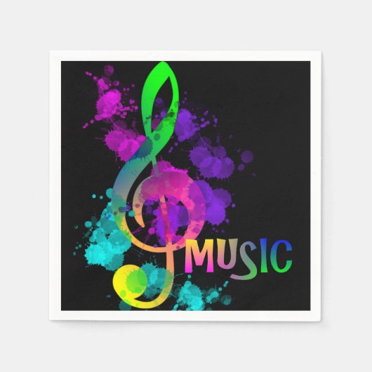 Muziek Thema Rainbow Treble Clef Servetten (Voorkant)