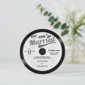 Muziek thema  Retro Vinyl 70s bruiloft Kaart (Staand voorkant)