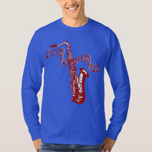 Muziek thema Rode Saxofoon en noten T-shirt