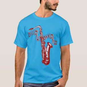 Muziek thema Rode Saxofoon en noten -T-shirt T-shirt