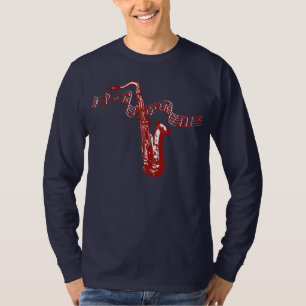 Muziek Thema Rode Saxofoon Rode Noten - Shirt