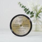 Muziek Thema  Vinyl Goud Disc Modern Wedding Kaart (Staand voorkant)