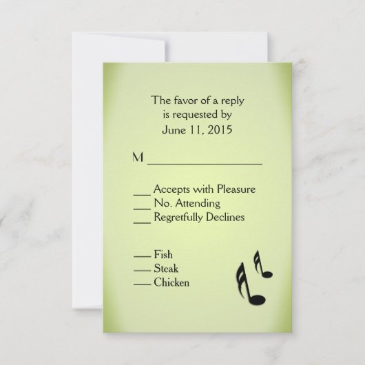 Muziek Theme Green Wedding Menu Keuze (Voorkant)