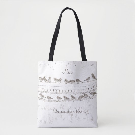 Muziek Tote Tas met Vogels - Gepersonaliseerd (Voorkant)