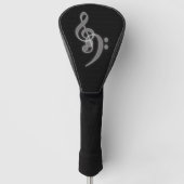 Muziek - Treble Bass Clef Golf Head Hoesje Golfheadcover (Voorkant)