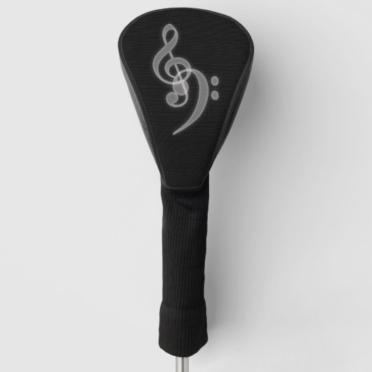Muziek - Treble Bass Clef Golf Head Hoesje Golfheadcover (Voorkant)