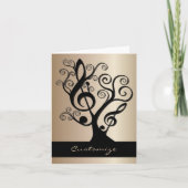Muziek Treble Clef Boomkaart Zwart en Goud Kaart (Voorkant)