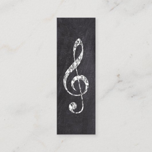 Muziek Treble Clef Chrome Persoonlijke Mini Mini Visitekaartje (Voorkant)