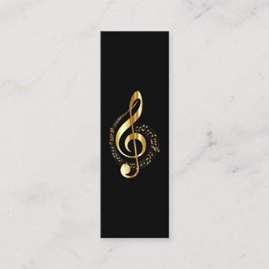 Muziek Treble Clef Chrome Persoonlijke Mini Mini Visitekaartje (Voorkant)