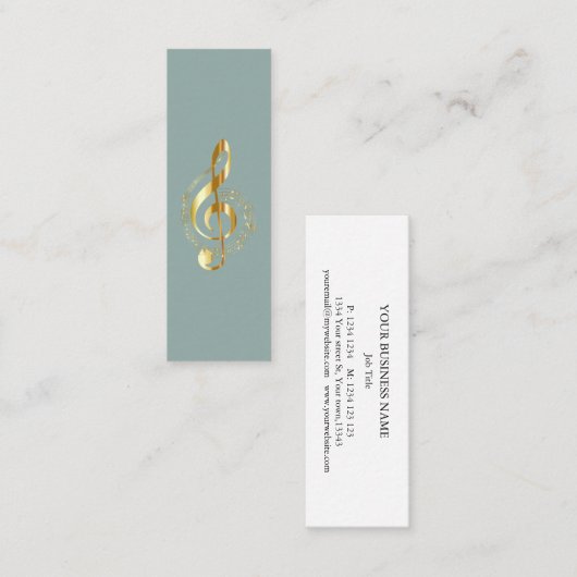 Muziek Treble Clef Chrome Persoonlijke Mini Mini Visitekaartje (Voorkant / Achterkant)