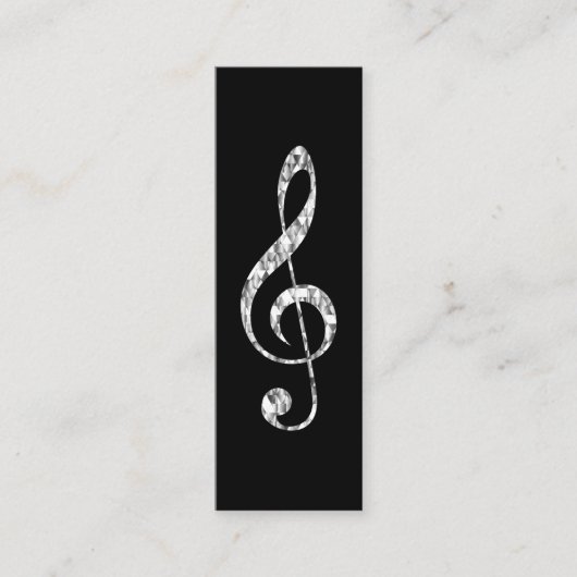 Muziek Treble Clef Chrome Persoonlijke Mini Mini Visitekaartje (Voorkant)