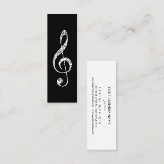Muziek Treble Clef Chrome Persoonlijke Mini Mini Visitekaartje (Voorkant / Achterkant)